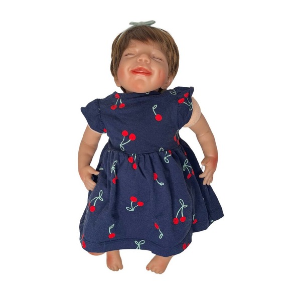 Toddler Baby Girl Reborn Doll Rooted Brown Hair Soft Body Smiling Realistic 21"